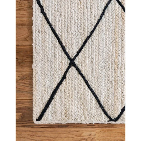Braided Jute Rug Navy Blue, Rectangle 8& x 11&