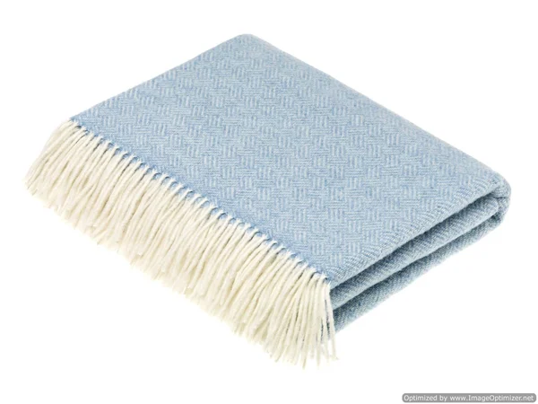 Merino Lambswool Throw Blanket - Parquet - Aqua - Made in England