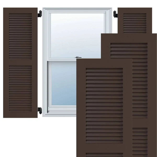 Ekena Millwork CWL18X025TBC 18x22W x 25x22H Exterior Composite Louvered Shutters (Per Pair) - Tudor Brown