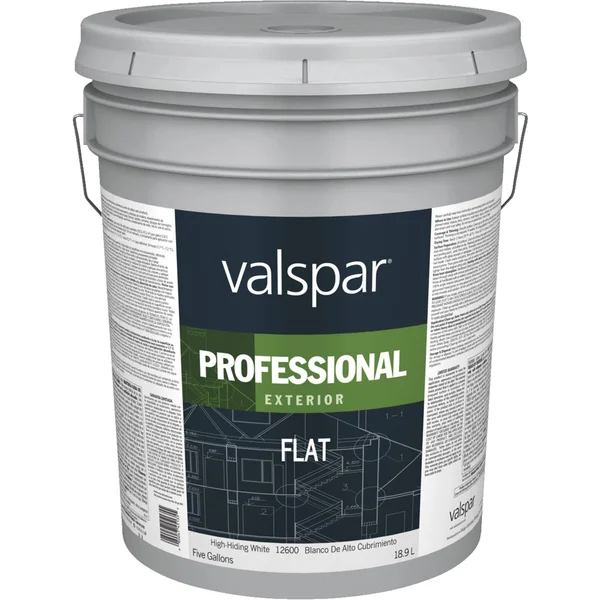 Valspar 12600 Professional Paint Exterior Flat Latex White 5 Gallon