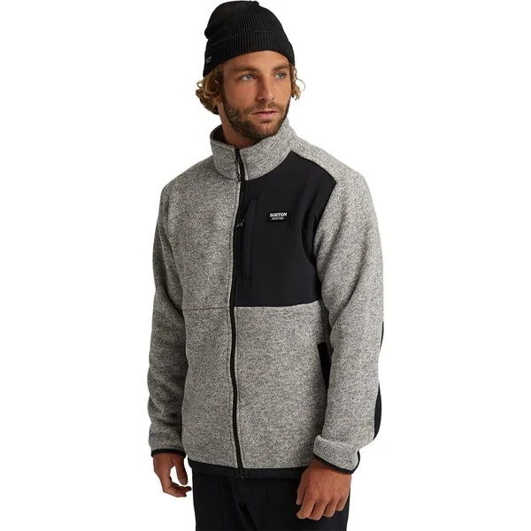 Burton Men's Hayrider Sweater Full-Zip Fleece, Gray Heather, L