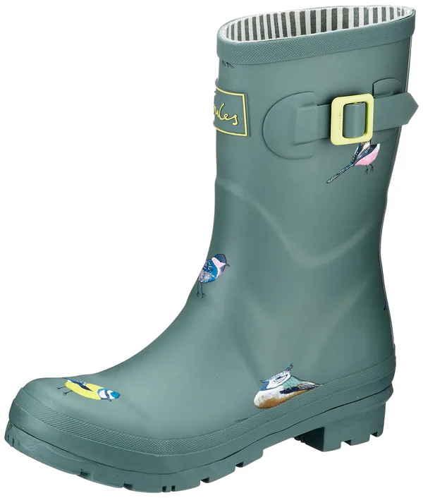 Joules Molly Welly Women's Rain Boots Green Florals : 6 B - Medium