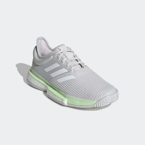 Adidas Women's SoleCourt Boost Tennis Shoes - White/Green - Size 5.5