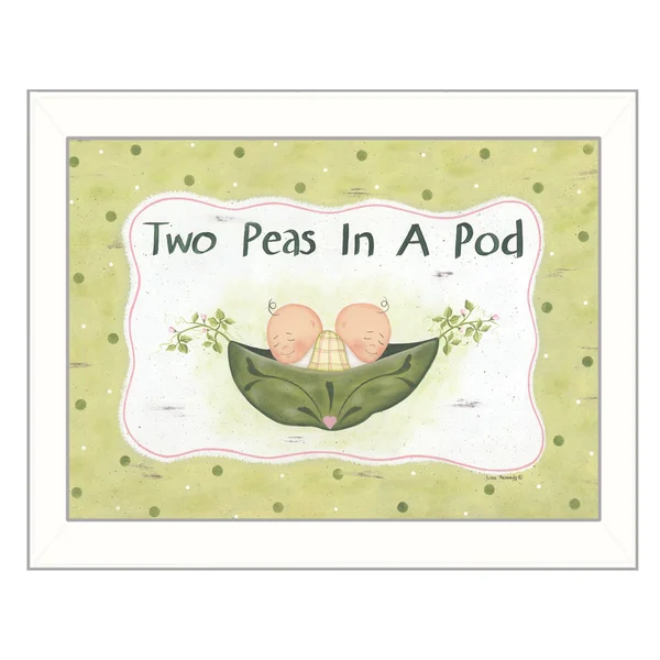 Trendy Decor 4U Two Peas in A Pod by Lisa Kennedy Wall Art with White Frame