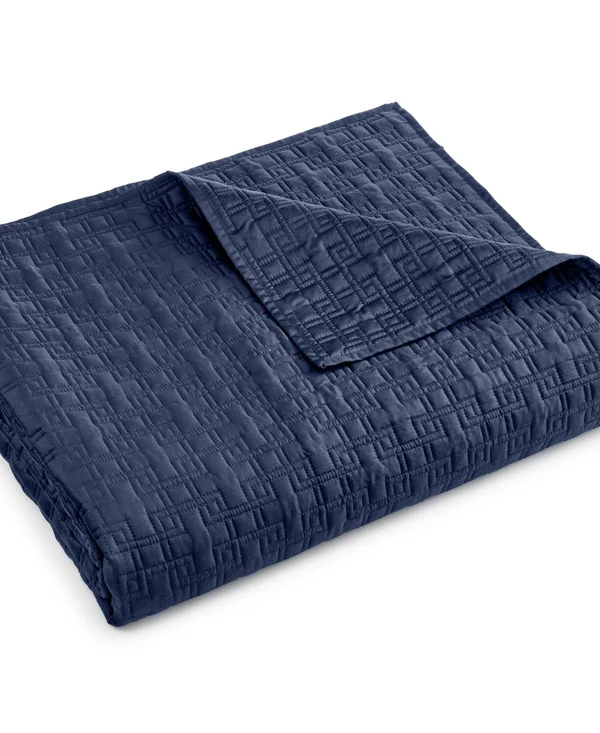 Hotel Collection Embroidered Frame King Coverlet - Created for Macy&s - Navy