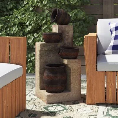 Voss Polystone Solar Fountain with Light Loon Peak