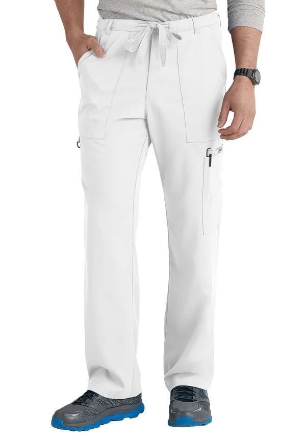 Grey&s Anatomy Scrubs Men's 6-Pocket Utility Pant, White, S