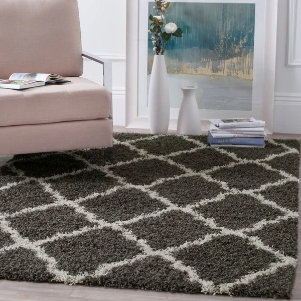 Safavieh Dallas Shag SGD257A Dark Grey/Ivory 8& x 10& Area Rug