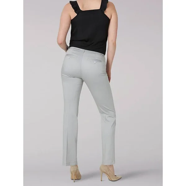 Women's Lee Flex Motion Straight-leg Pants, Size: 6 Regular, Grey