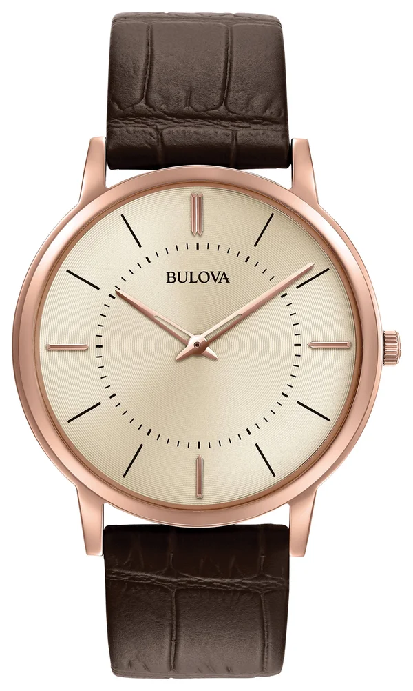 Bulova Men's Leather Strap Watch 97A126