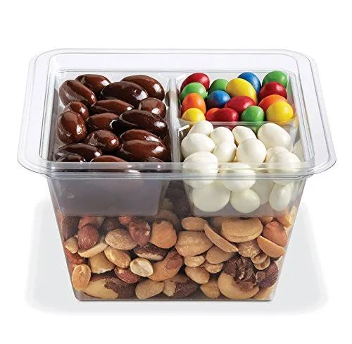 Placon Fresh&n Clear GoCubes Set: 32 oz Clear Plastic Container with 3-Compartment Clear Insert Tray and Clear Lid - (300 Sets)