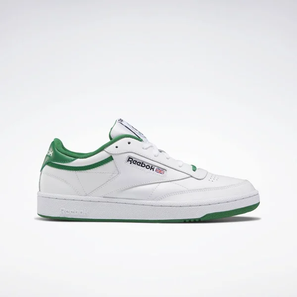 Reebok Unisex Club C 85 Shoes in White/Glen Green/Black Size M 14, W 15.5 - Court Shoes