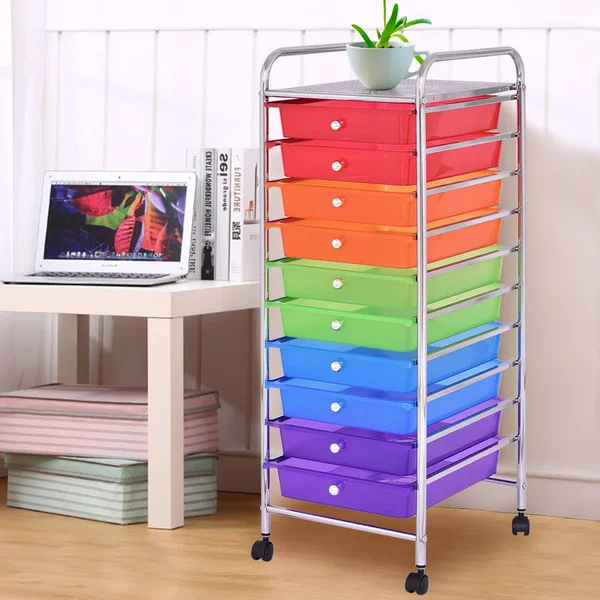 Costway 10 Drawers Rolling Storage Cart - 12.6" x 14.4" x 35.4"