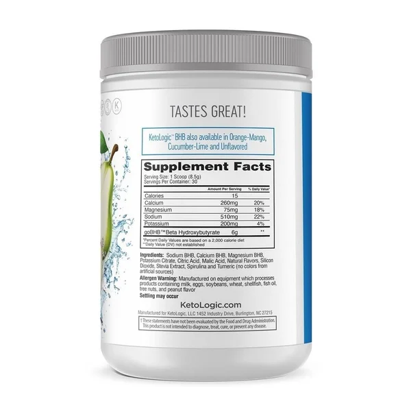KetoLogic GoBHBGoBHB Powder, Keto BHB, Apple-Pear - 8.9 oz