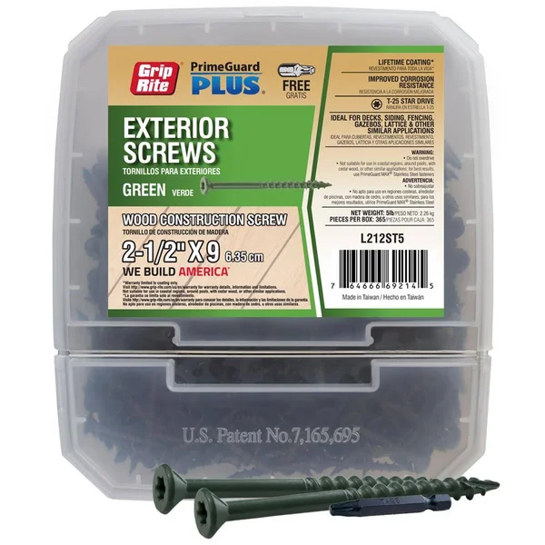 Grip-Rite 5029146 2.5 in. 5 lbs No.9 Star Bugle Head Eterior Deck Screws Green - Case of 4