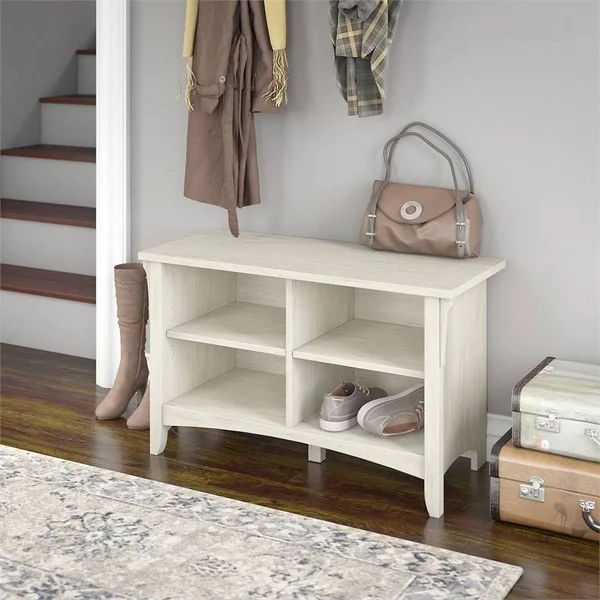 Pemberly Row Shoe Storage Bench, Antique White