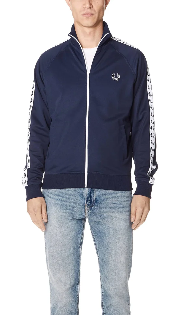 Fred Perry Laurel Taped Track Jacket Carbon Blue