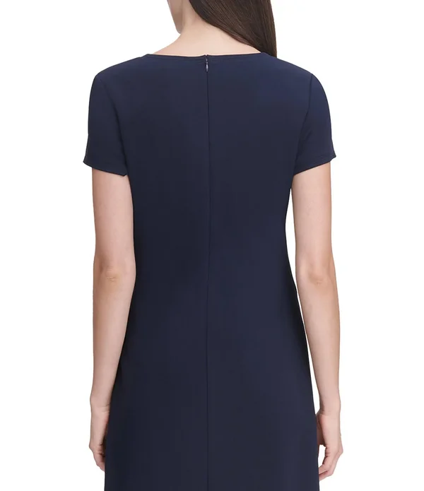 Tommy Hilfiger Scuba Crepe Grommet Top Pocket Dress - Sky Captain