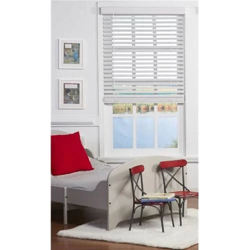 Safe Styles UBJ585X48WT 2 in. Cordless Faux Wood Blind White - 58.5 x 48 in.