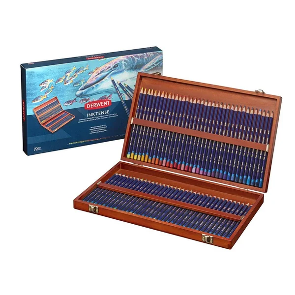 Inktense 72 Ink Pencils Wooden Box Set - Derwent