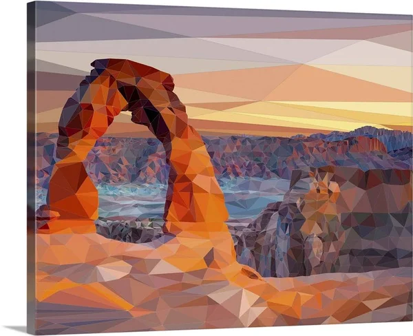 Arches National Park - Low-Poly Art, Canvas Wall Art, 45x36, Great Big Canvas