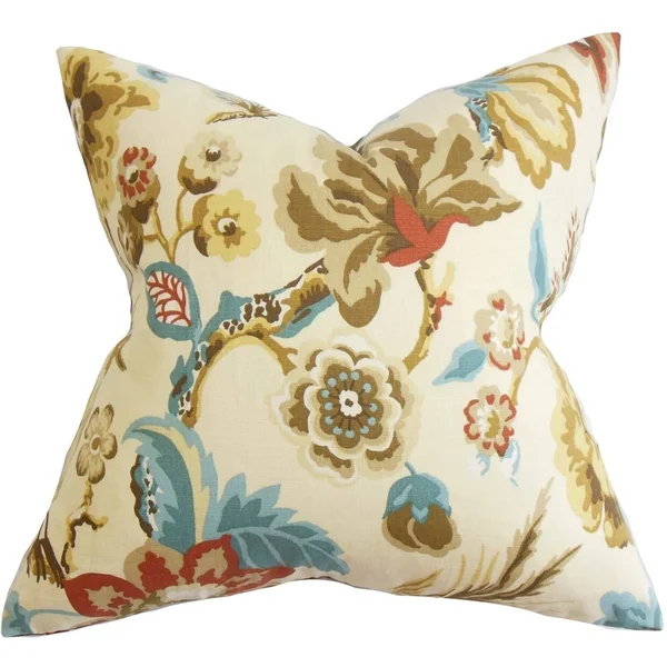 The Pillow Collection Ndele Floral Throw Pillow, Gray