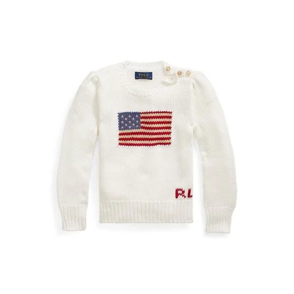 Ralph Lauren Girl's Flag Cotton Crewneck Sweater - Size 5 in Nevis