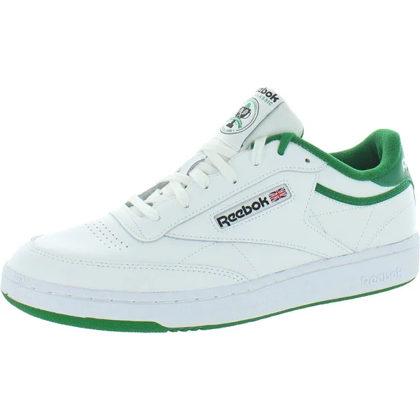 Reebok Club C 85 Mens Fitness Gym Running Shoes, White/Green/Black