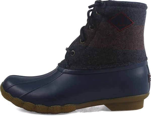 Sperry Top-Sider Saltwater Varsity Stripe Wool Boot - Women's Navy/Wine - 9.5