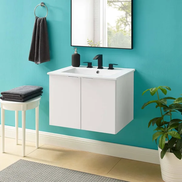 Modway Maybelle 24x22 Wall-Mount Bathroom Vanity EEI-5379 - Navy White