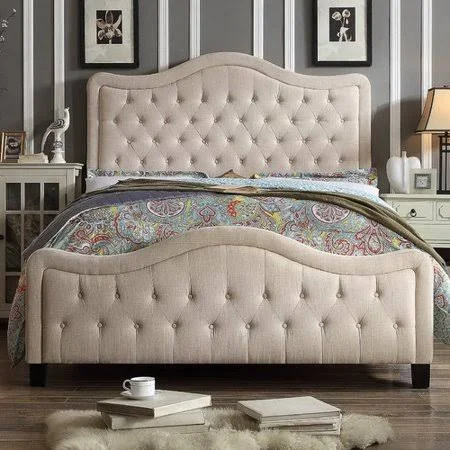 Winston Porter Sieber Upholstered Panel Bed - Size: Queen, Beige