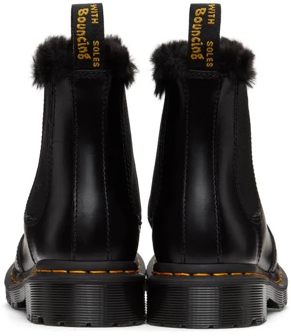 Dr. Martens Black 2976 Leonore Faux Fur Lined Chelsea Boots