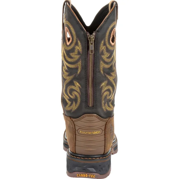 Georgia Men's Carbo-Tec LT Waterproof Pull-On Work Boot Black & Brown
