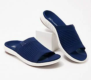 Spenco Orthotic Memory Foam Slide Sandal- Astoria - Size 7-1/2 Wide, Patriot Blue