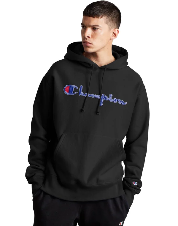 Champion - Men's 3D Stitch REVERSE Weave Pullover Hoodie (Black)