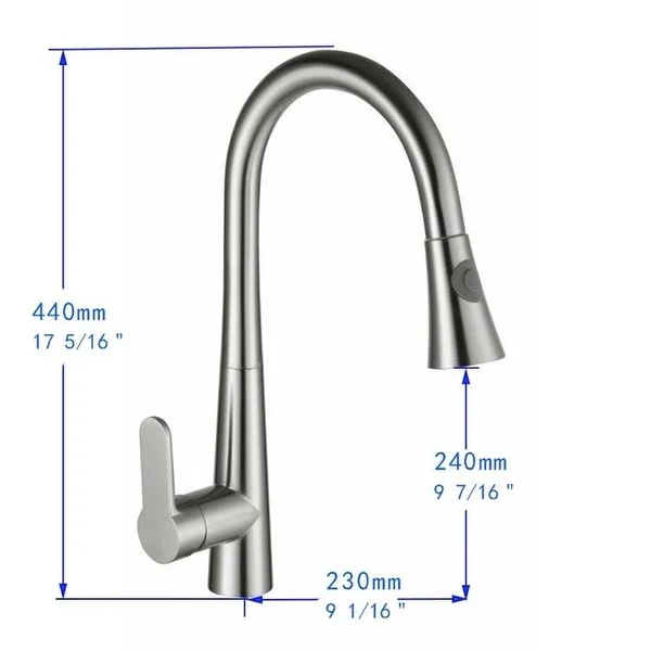 Vanity Art F80006 BN Pull Down Single Handle Kitchen Faucet Finish: Brushed Nickel