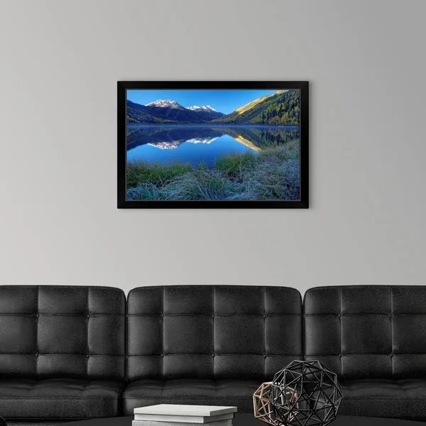 USA, Colorado, San Juan Mountains, Frosty Morning at Crystal Lake, Black Framed Wall Art, 30x20, Great Big Canvas