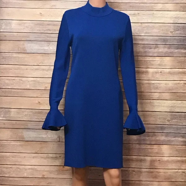 Michael Michael Kors, Bell-Sleeve Dress, Blue, L