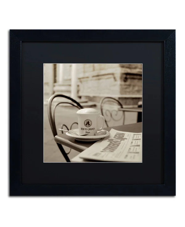 Alan Blaustein 'Tuscany Caffe VI' Matted Framed Art (16x16), Black, Trademark Fine Art - Mini