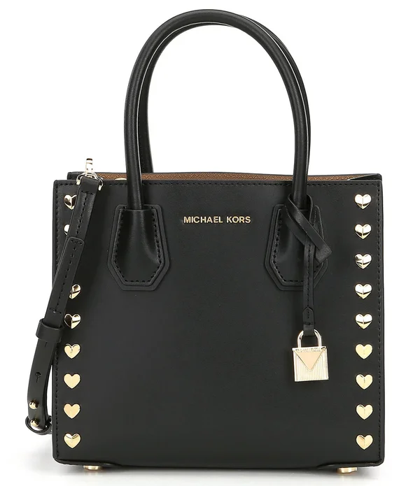 Michael Kors Mercer Medium Heart Studded Messenger Bag (Black)