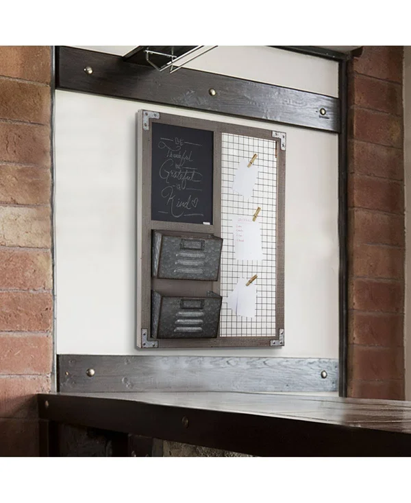 Rustic Chalkboard 2 Bins Wall Organizer