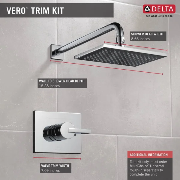 Delta T14252 Tesla Monitor 14 Series H2Okinetic Shower TRIM - Chrome