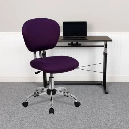 Mid-Back Purple Mesh Swivel Task Office Chair with Chrome Base, Size: 23.5W x 25.5D x 33.5 - 37.5H