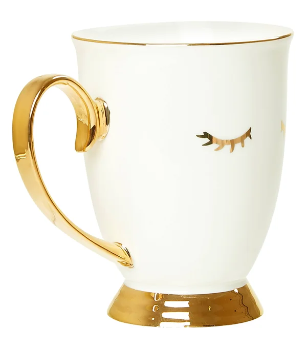 Taza blanca pesta馻s pinky up