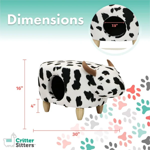 Critter Sitters 16x22 Pet House Ottoman Cow