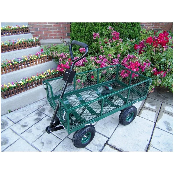 45 Sturdy Forest Green Metal Garden Utility Cart with Adapter Handle