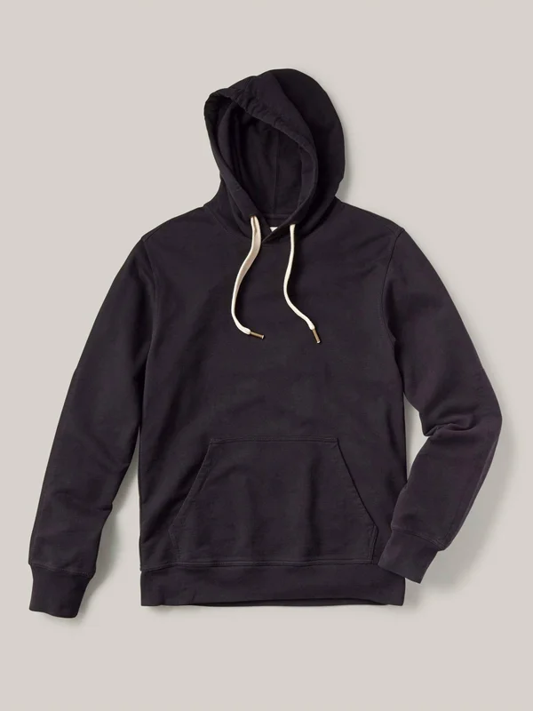 Buck Mason Men's Brushed Loopback Hooded Sweatshirt in Black, Size Small, Cotton