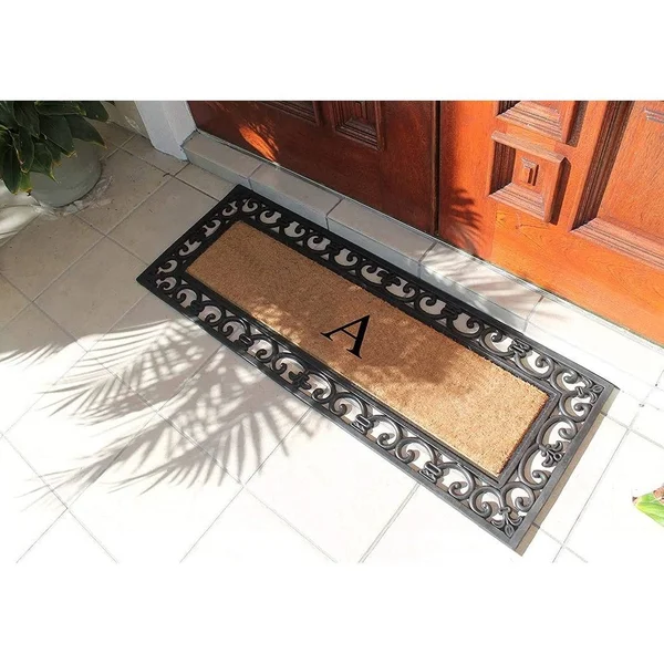 Exclusive Hand Crafted Myla Monogrammed Entry Doormat, 17.7x22 x 47.25x22 - O, 47.25" x 17.7"