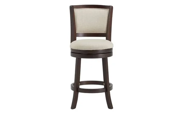 Fares Counter Stool in Beige/Dark Cherry - Traditional Rubberwood Solids/Wood/Mango Veneers by Bob's Discount Furniture