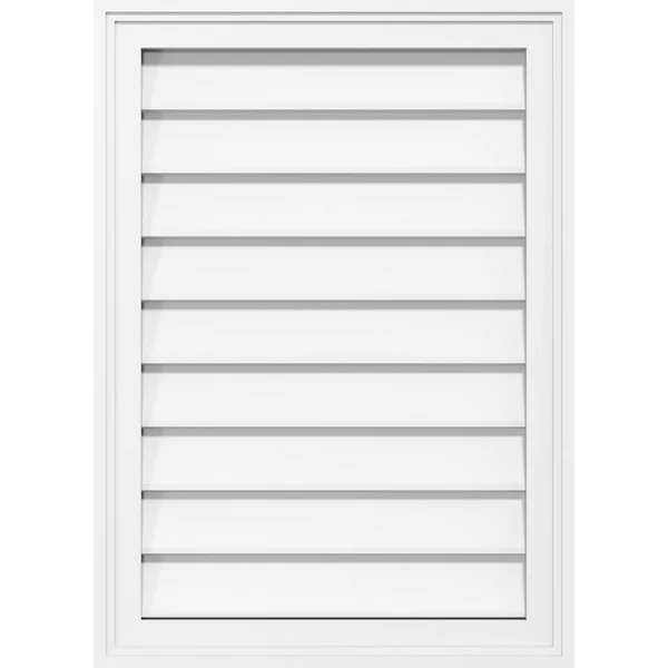 Ekena Millwork GVPVE16X2402SN 16x22W x 24x22H Vertical Surface Mount PVC Gable Vent: Non-Functional - w/ 2x22W x 1-1/2x22H Brickm